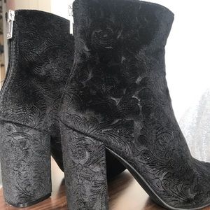Black Velvet Heeled Booties